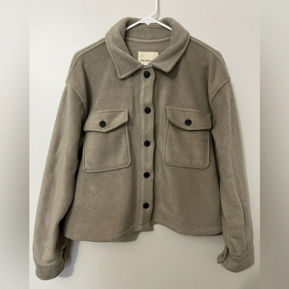 Thread & Supply Tan Fleece Cropped Jacket - Picture 3 of 6